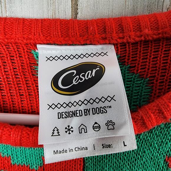 Cesar Holiday Ugly Sweater Red Green Size Large - Picture 3 of 10